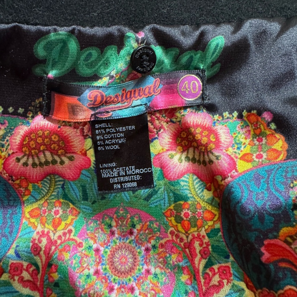 Desigual Black Jacket with Colorful Embroidery - Picture 10 of 11